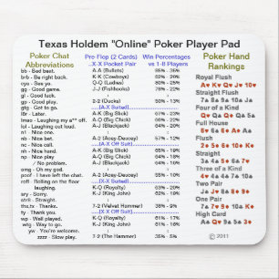 Poker-Spieler-Auflage Texas Holdem "on-line-" Mousepad