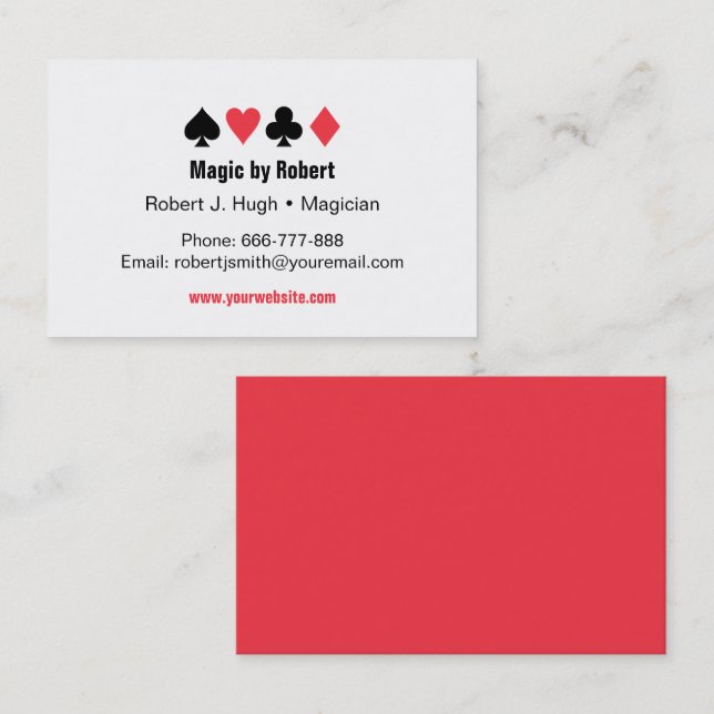 Poker Spielkarten Aces Magician Visitenkarten Visitenkarte (Vorne/Hinten)