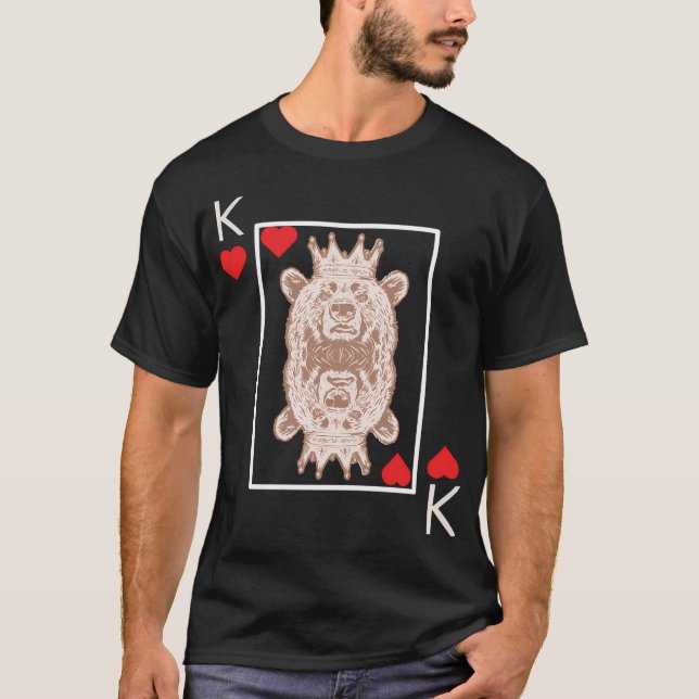 Poker-Spielkarten Bär-Design T-Shirt (Vorderseite)