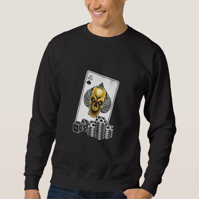 Poker Spielkarten Skull Gambling Gambler Player Sweatshirt (Vorderseite)