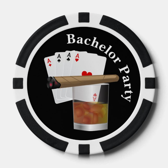 Poker Theme Bachelor Party Einladung Poker Chip (Vorderseite)
