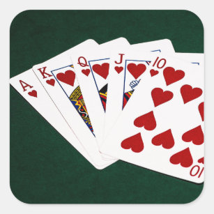 Poker übergibt - königliches Erröten - Herz-Anzug Quadratischer Aufkleber