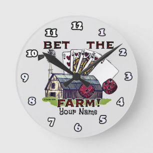 Poker-Uhr 'Bet The Farm' Runde Wanduhr