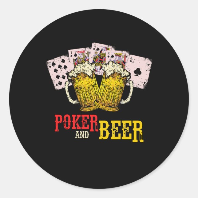 Poker und Bier Phantastischer Poker Spiel Geschenk Runder Aufkleber (Vorderseite)