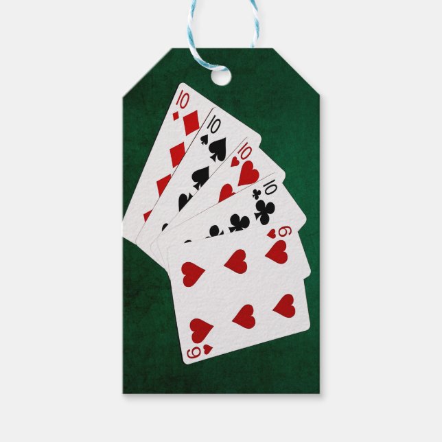 Poker - vier von einer Art - Zehn und sechs Geschenkanhänger (Vorderseite)