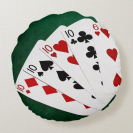Poker - vier von einer Art - Zehn und sechs Rundes Kissen