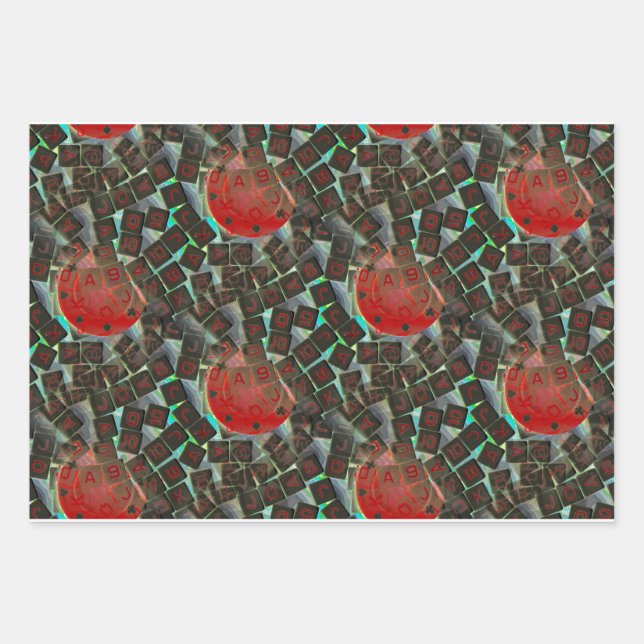 Poker Würfel und Poker Chips Kunstverpackungspapie Geschenkpapier Set (Vorderseite)