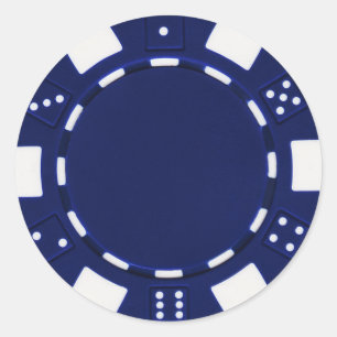 Pokerchip-Aufkleber blau Runder Aufkleber