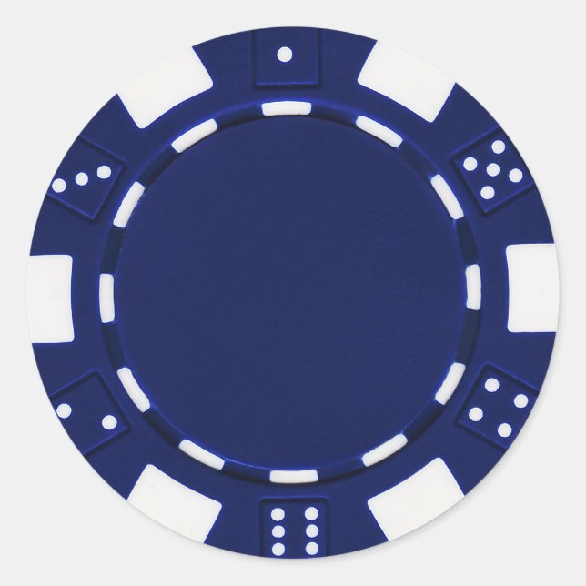 Pokerchip-Aufkleber blau Runder Aufkleber (Vorderseite)
