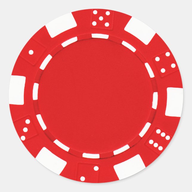 Pokerchip-Aufkleber rot Runder Aufkleber (Vorderseite)