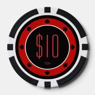 Pokerchip Button-oben Mädchens $10 (Spaten) Pokerchips
