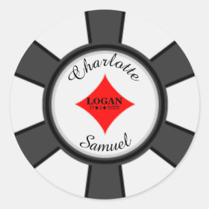 Pokerchips   Vegas Wedding Classic Round Sticker