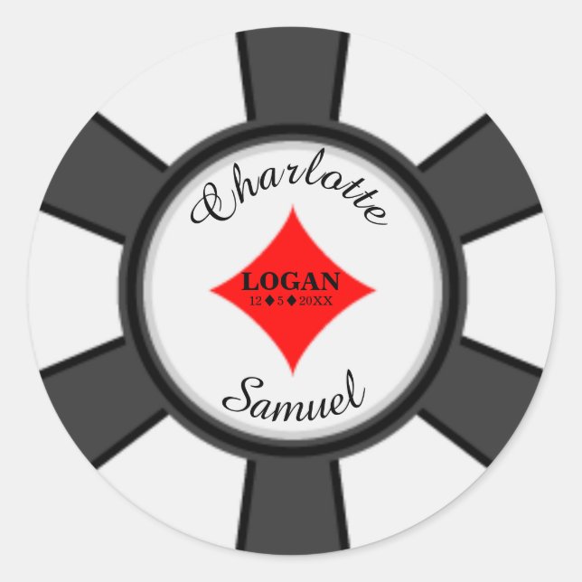 Pokerchips | Vegas Wedding Classic Round Sticker (Vorderseite)