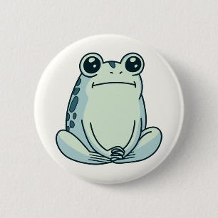 Pokerface, Cool, Zen meditierender Frosch Button