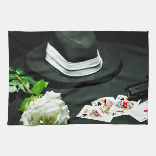 Pokergangster-Gewehr-Rose Küchentuch