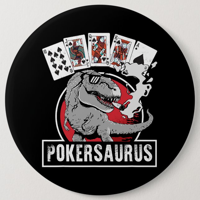 Pokersaurus Casino Poker T Rex Dinosaurier Gamblin Button (Vorderseite)