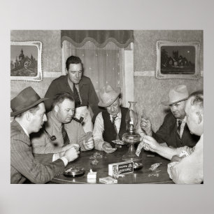 Pokerspiel, 1939. Altes Foto Poster