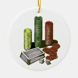 Pokerspiel spielende Verzierung Keramikornament