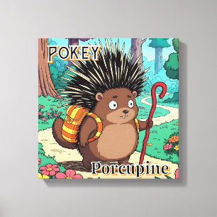 Pokey Porcupine Niedlicher Cartoon Kids Kinderzi Leinwanddruck
