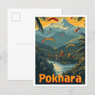 Pokhara Nepal Vintage Kunstreise mit dem Ausland Postkarte