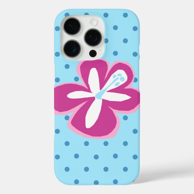 Pokii Hawaiian Cut Hibiskus Polka Dot Turq Case-Mate iPhone Hülle (Rückseite)