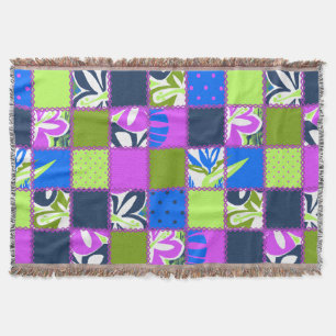 Pokii Hawaiian Floral and Dot Patchwork Blankets Decke