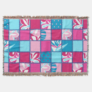Pokii Hawaiian Floral and Dot Patchwork Blankets Decke