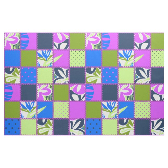 Pokii Hawaiian Floral and Dot Patchwork Stoff (Fat Quarter (45,7 x 55,9 cm))