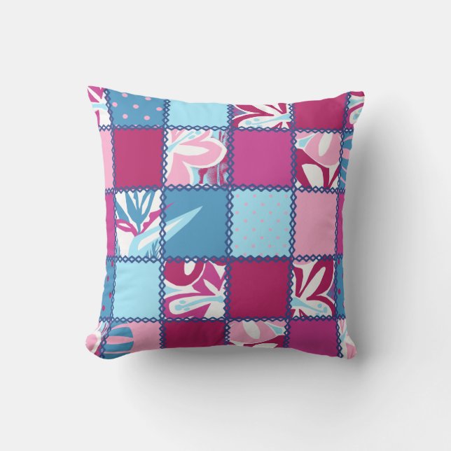Pokii Hawaiian Patchwork Reversible Square Pillows Kissen (Vorderseite)