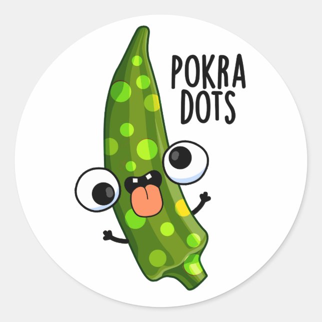 Pokra Dots Funny Okra Pun Runder Aufkleber (Vorderseite)