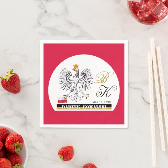 Poland Birthday, Anniversary Napkins, Polish Flag Serviette (Beispiel)