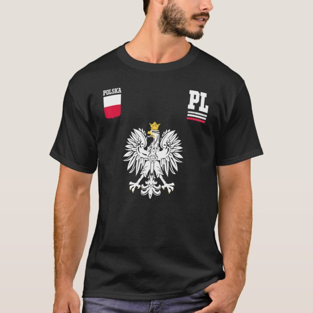 Poland Fan Polish Eagle Polska Flag T-Shirt (Vorderseite)