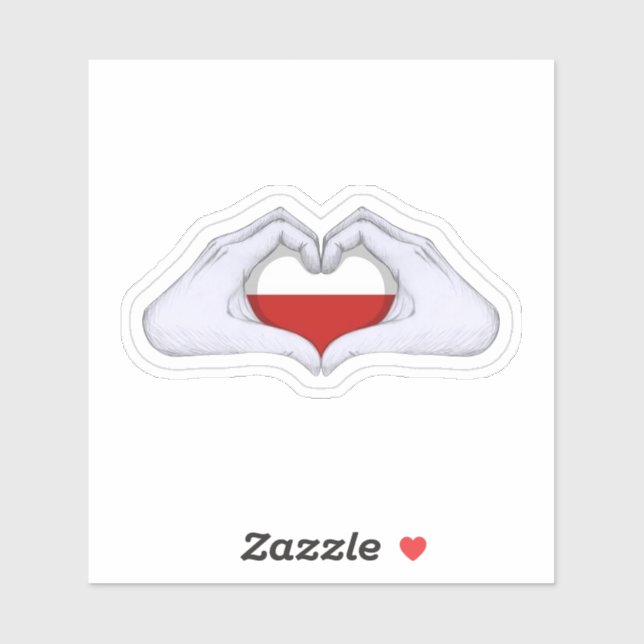 Poland Flag Heart Hands Decal Sticker (Blatt)