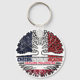 Poland Polish French France Tree Roots Flag Schlüsselanhänger