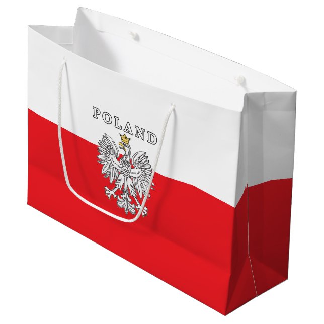 Poland With Polish Eagle Große Geschenktüte (Vorderseite Schrägansicht)