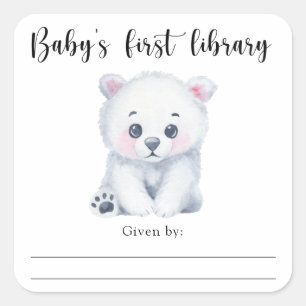 Polar baby bear - baby's first library quadratischer aufkleber