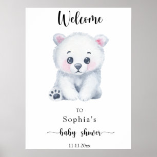 Polar baby bear - Welcome baby Dusche Poster
