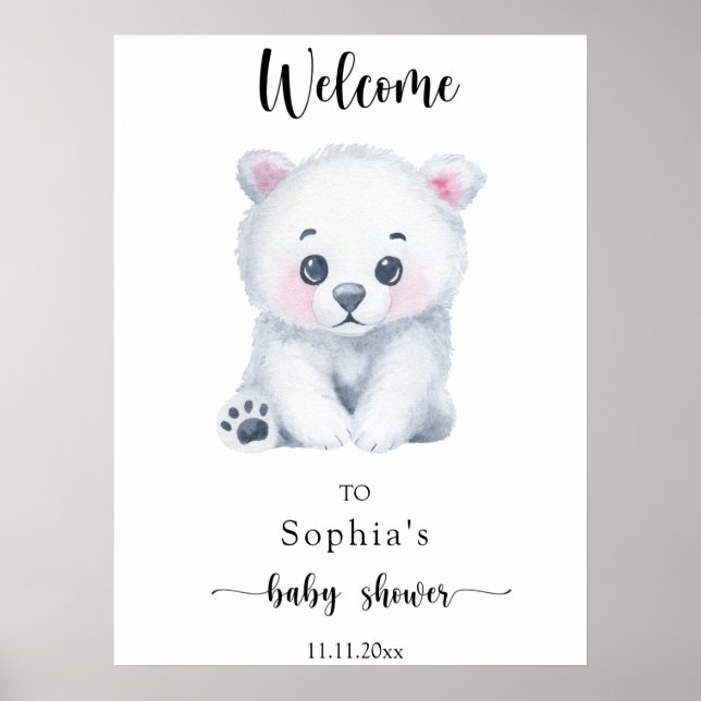 Polar baby bear - Welcome baby Dusche Poster (Vorne)