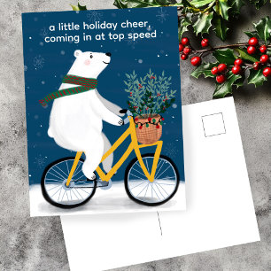 Polar Bär auf dem Bike Niedliche Weihnachtszeit Feiertagspostkarte