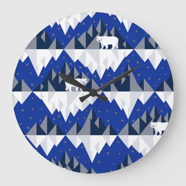 Polar Bär auf Iceberg Nahtloses Muster. Große Wanduhr (Vorderseite)