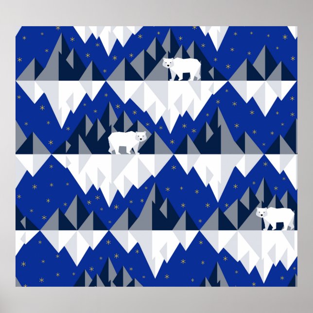 Polar Bär auf Iceberg Nahtloses Muster. Poster (Vorne)