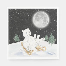 Polar-Bär auf Schlitten Serviette