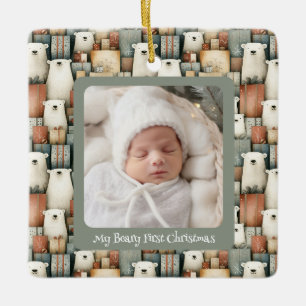 Polar-Bär-Feiertags-Quadrat-Keramik-Ornament Keramikornament