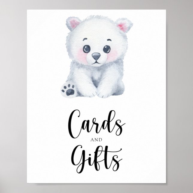Polar Bär - Karten und Geschenke Babydusche Poster (Vorne)