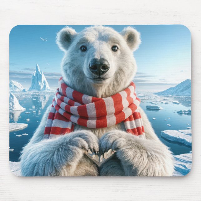 Polar Bär mit Pasten in Herzform Mousepad (Vorne)