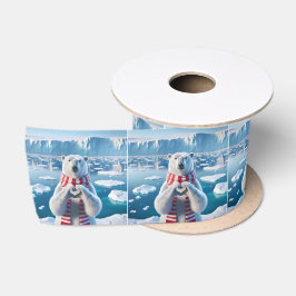 Polar Bär mit Pasten in Herzform Satinband