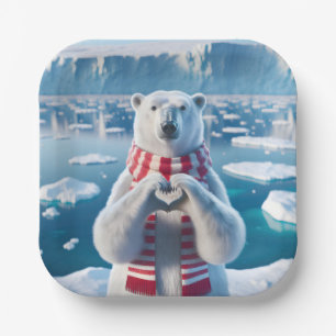 Polar Bär mit Paws als Herz Pappteller