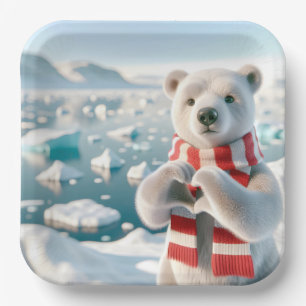 Polar Bär mit Paws als Herz Pappteller