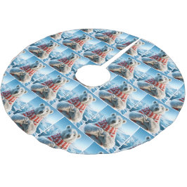 Polar Bär mit Paws als Herz Polyester Weihnachtsbaumdecke