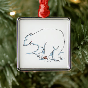 Polar-Bär quadratisches Premium-Ornament Ornament Aus Metall